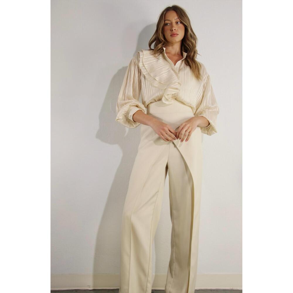 NEW MULLA fly away tie back pants in beige
